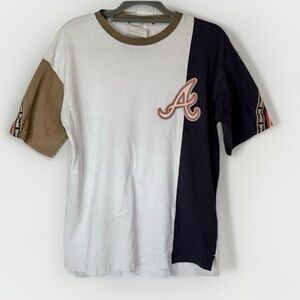 MLB Korea Atlanta Braves XS Colorblock Tee Tribal Trim Rare Korean Streetwear